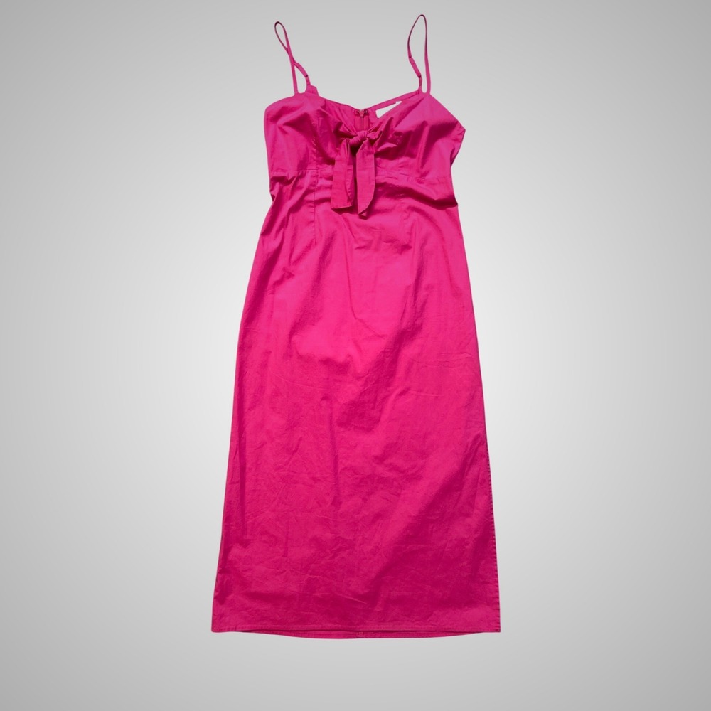 Lush Midi Dress Womens Small Fuchsia Pink Excellent Tie Front Spaghetti Strap